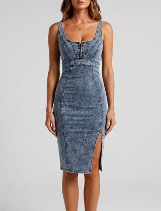 Aelita - Sleeveless Corset Midi Dress Evening Outings
