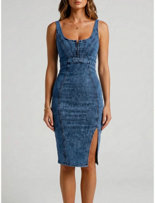 Aelita - Sleeveless Corset Midi Dress Evening Outings