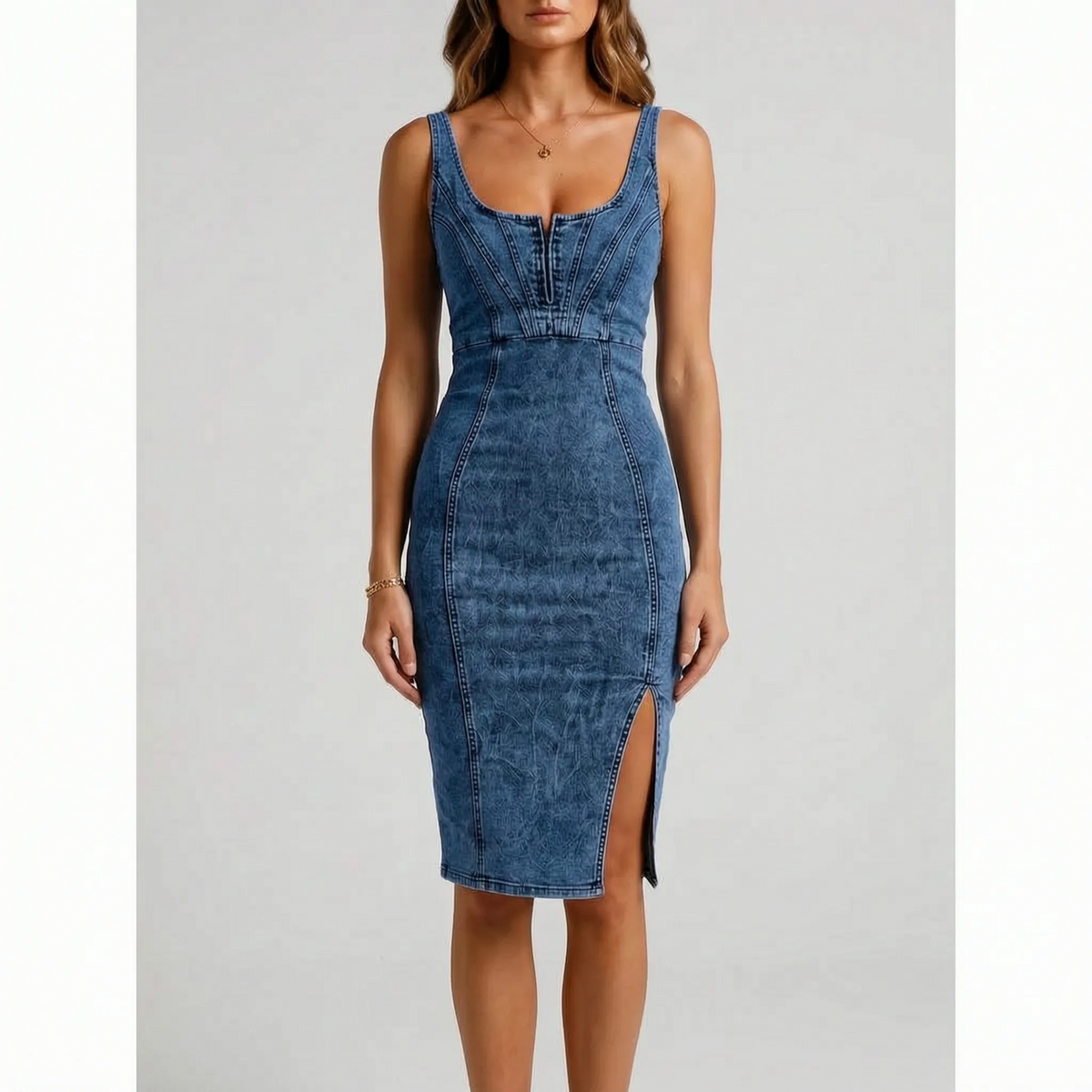 Aelita - Sleeveless Corset Midi Dress Evening Outings