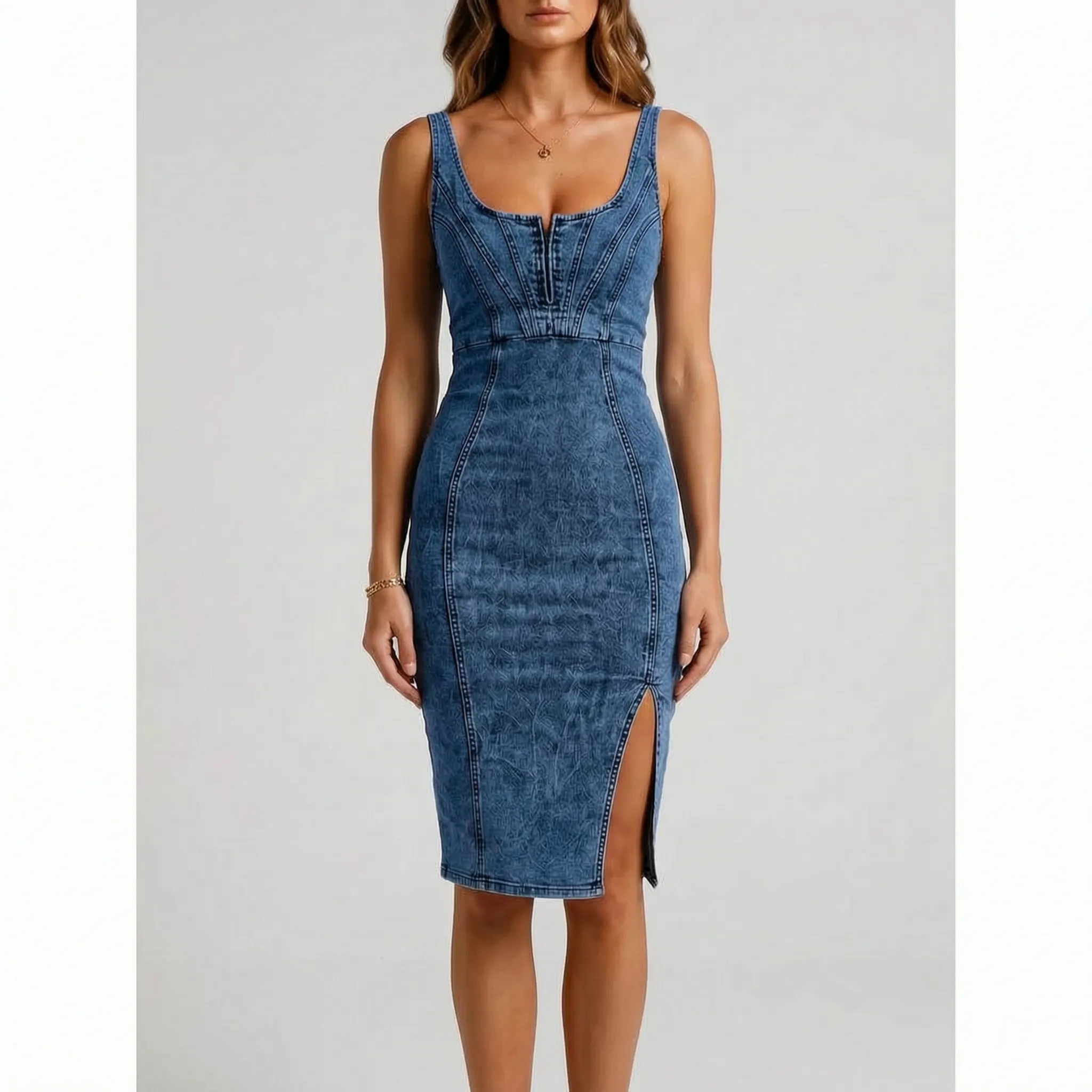 Aelita - Sleeveless Corset Midi Dress Evening Outings
