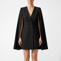 Capella - Double Breasted Cape Blazer Mini Dress Formal Events