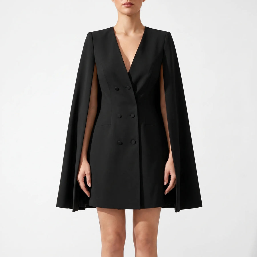 Capella - Double Breasted Cape Blazer Mini Dress Formal Events