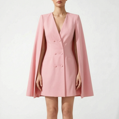 Capella - Double Breasted Cape Blazer Mini Dress Formal Events