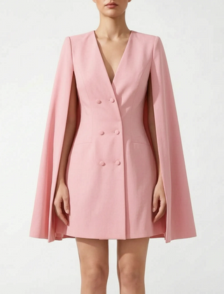 Capella - Double Breasted Cape Blazer Mini Dress Formal Events