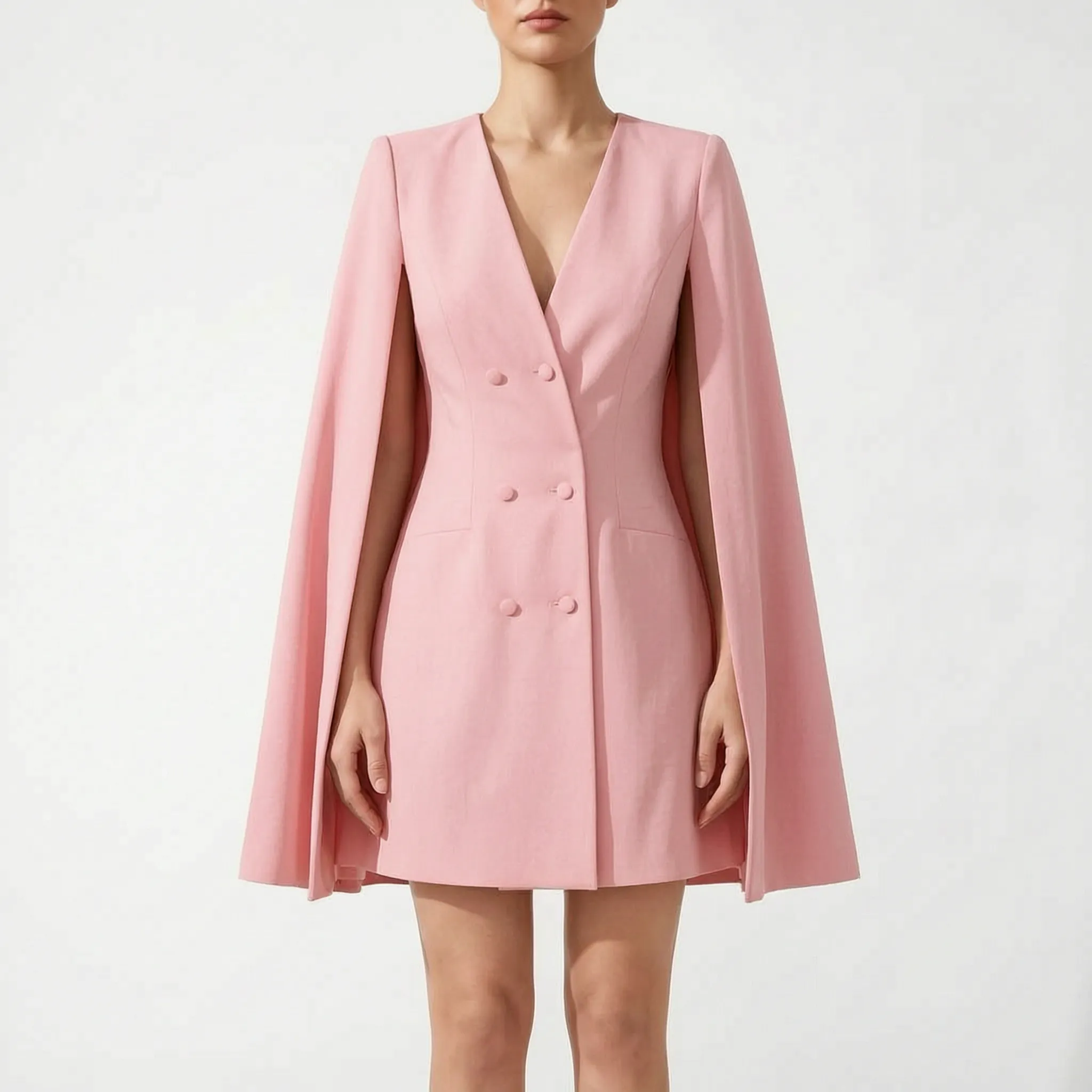 Capella - Double Breasted Cape Blazer Mini Dress Formal Events