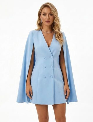 Capella - Double Breasted Cape Blazer Mini Dress Formal Events