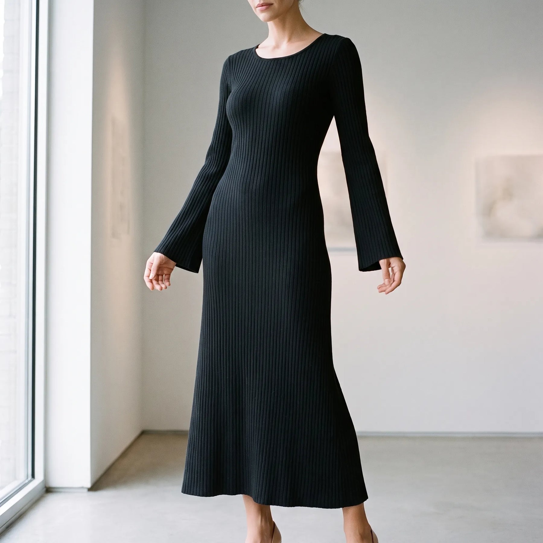 Evoknit - Ribbed Knit Maxi Dress Evening Dining