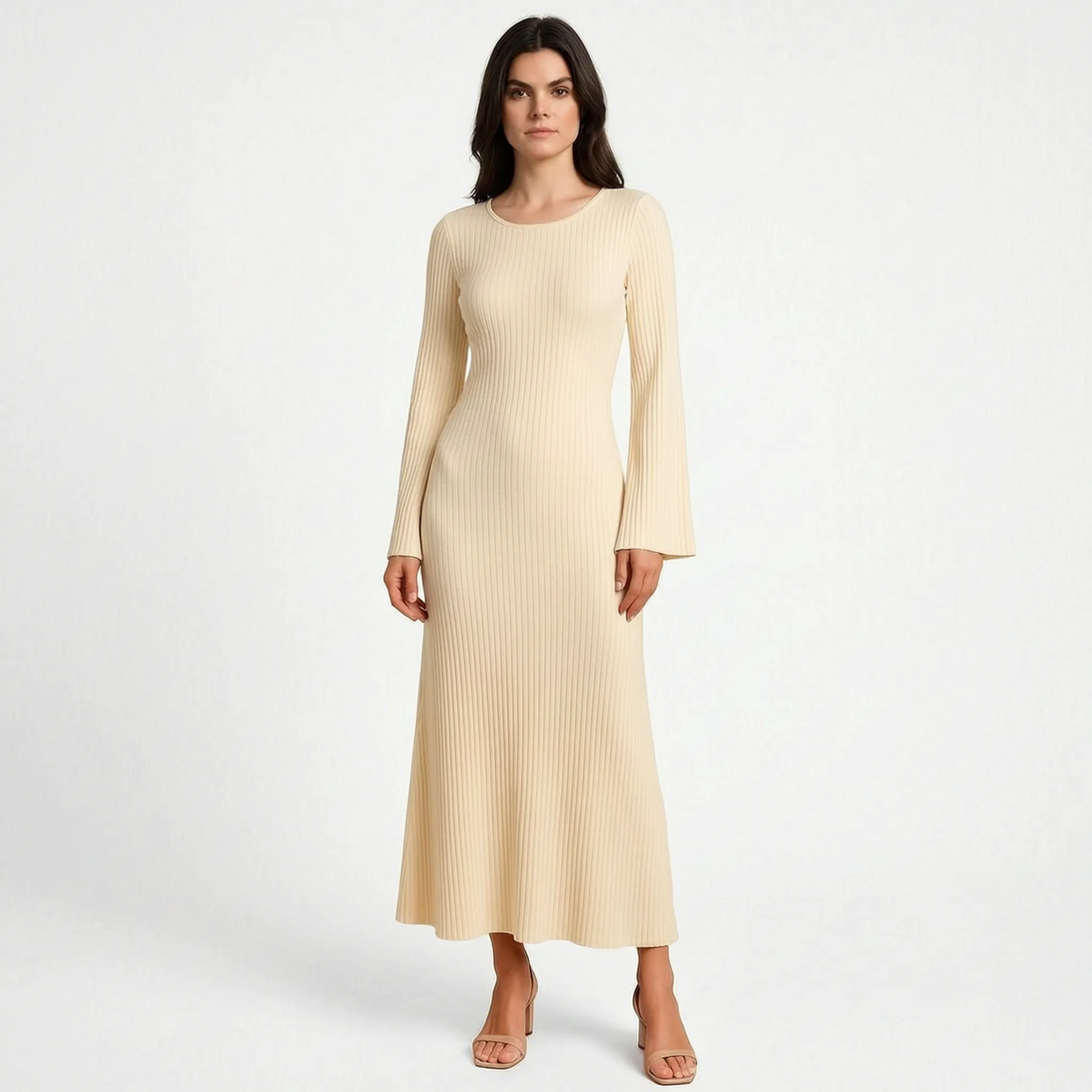Evoknit - Ribbed Knit Maxi Dress Evening Dining