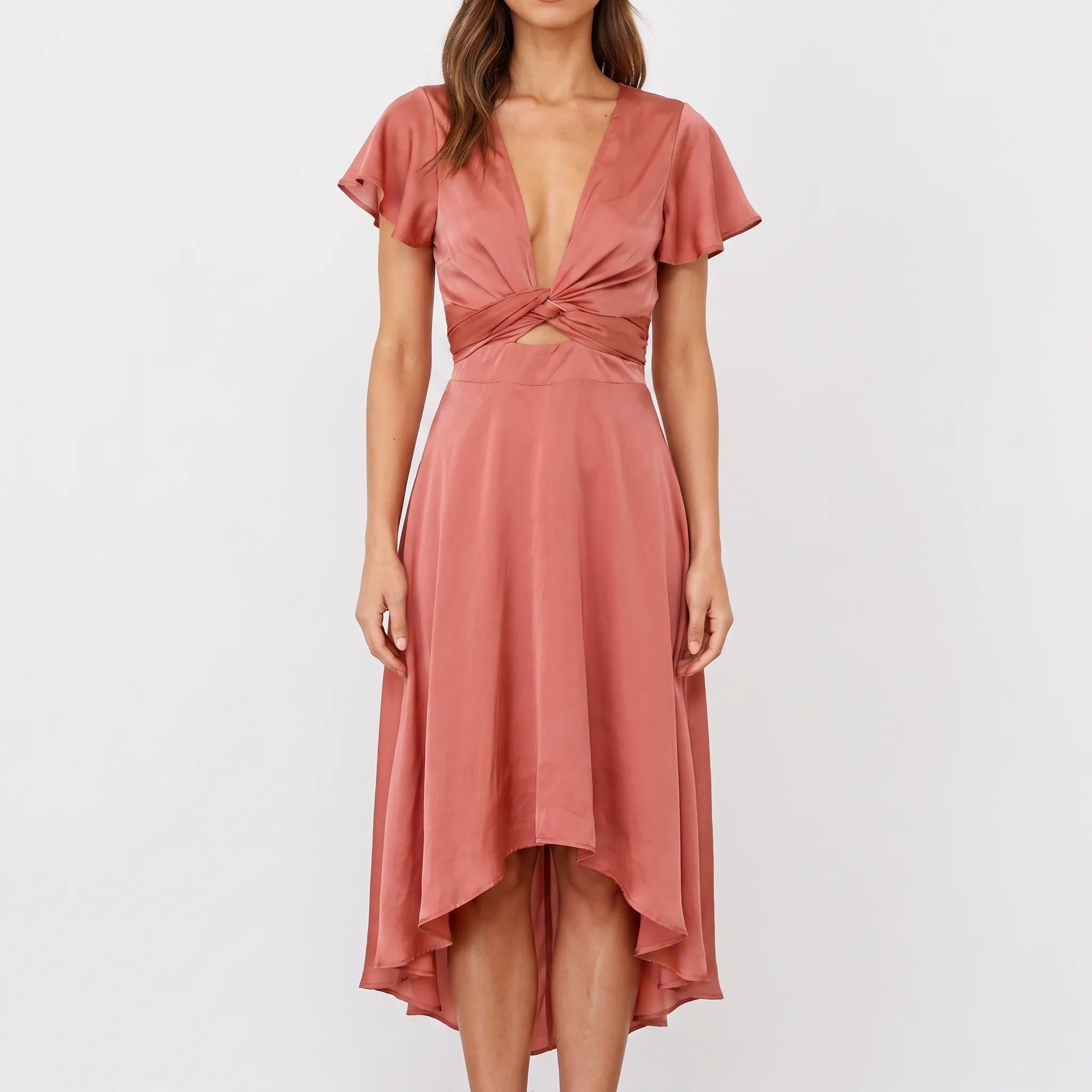 EvoraDress - Short Sleeve Midi Dress Formal Evening Gatherings