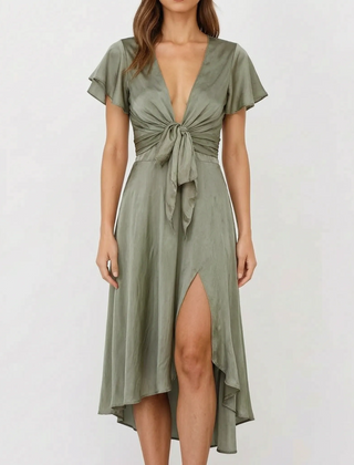 EvoraDress - Short Sleeve Midi Dress Formal Evening Gatherings