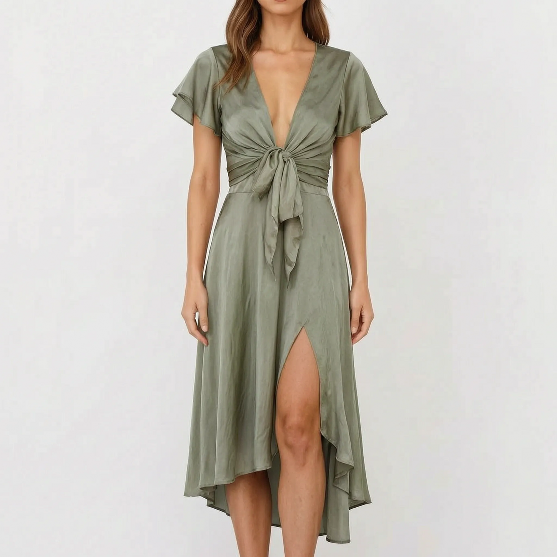 EvoraDress - Short Sleeve Midi Dress Formal Evening Gatherings