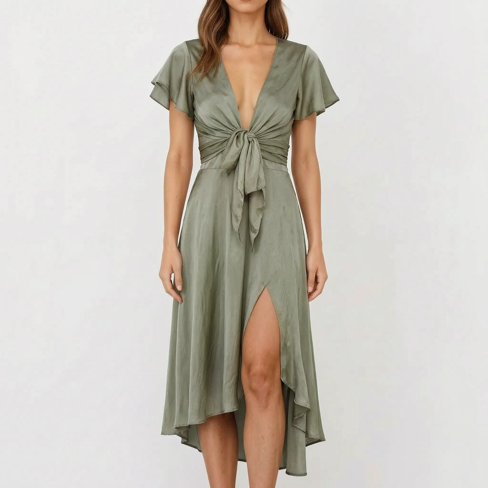 EvoraDress - Short Sleeve Midi Dress Formal Evening Gatherings