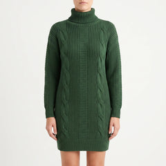 Knitlia - Chunky Long Sleeve Knit Mini Dress Cool Weather Dressing