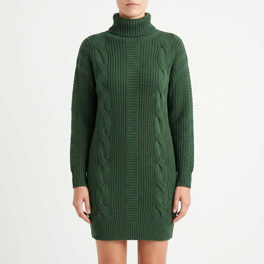 Knitlia - Chunky Long Sleeve Knit Mini Dress Cool Weather Dressing