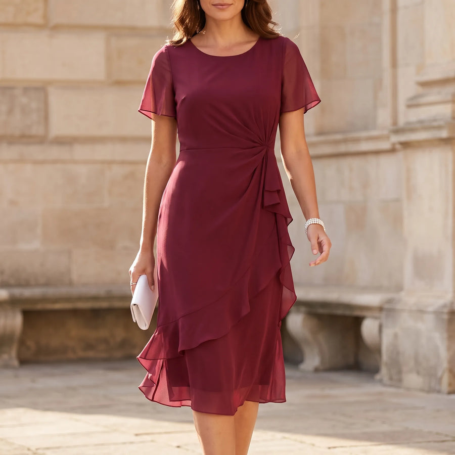 KnotMidi - Short Sleeve Midi Dress Formal Formal Events