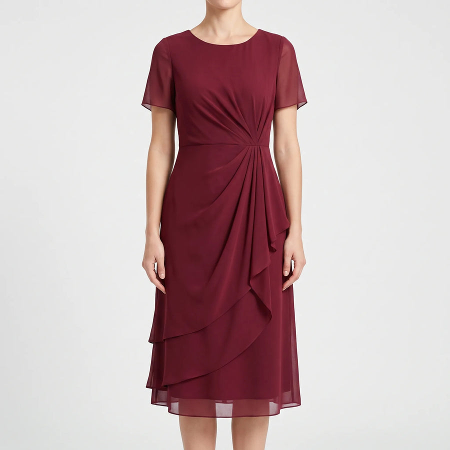 KnotMidi - Short Sleeve Midi Dress Formal Formal Events