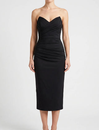 Ruchea - Strapless Ruched Midi Dress Formal Evening Events