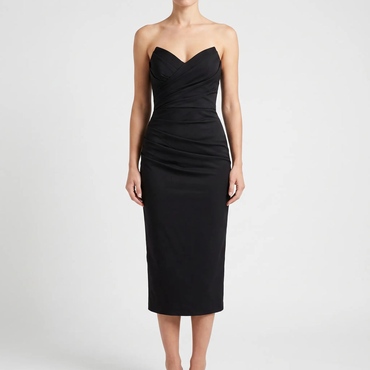 Ruchea - Strapless Ruched Midi Dress Formal Evening Events
