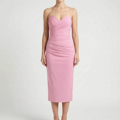 Ruchea - Strapless Ruched Midi Dress Formal Evening Events