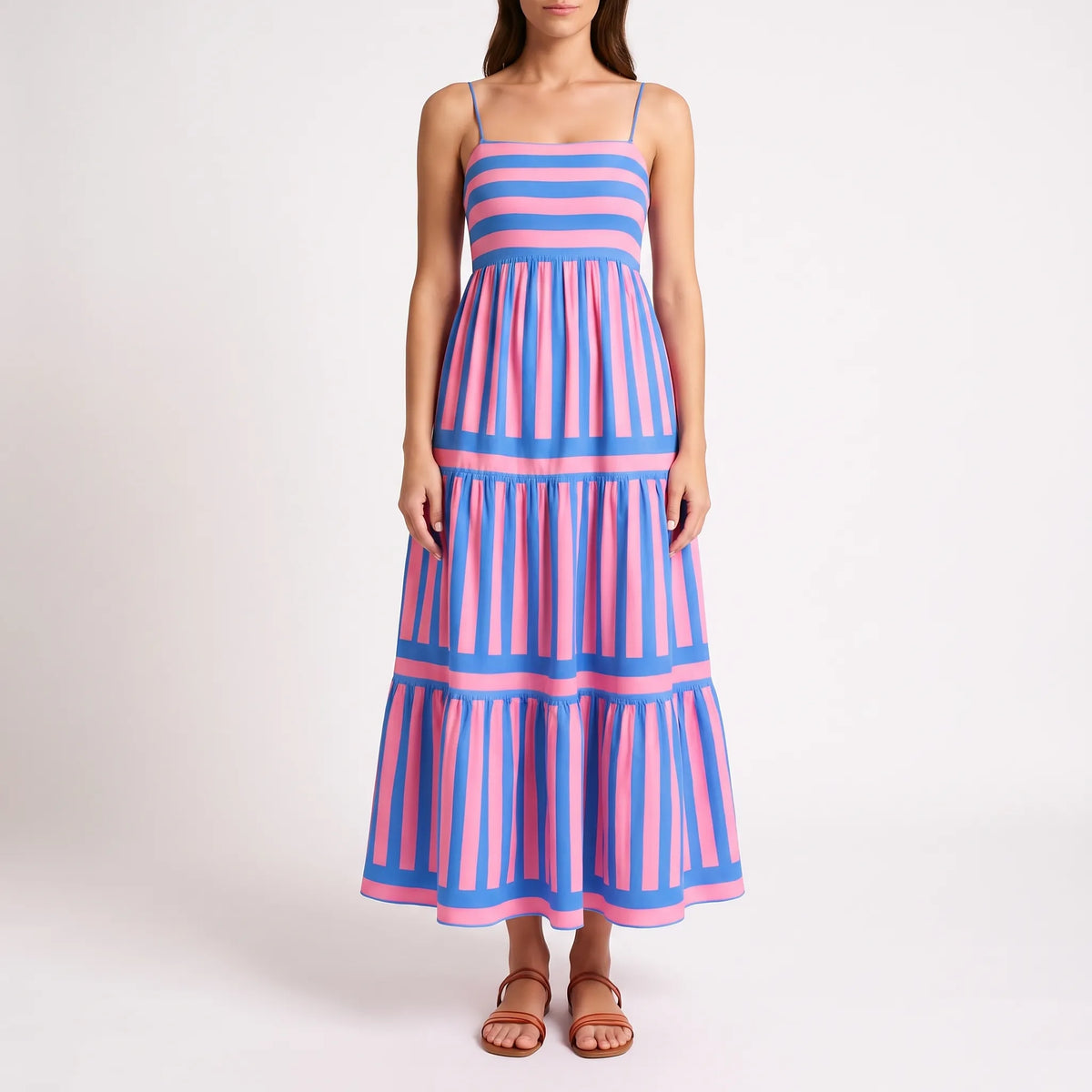 TieredMaxi - Sleeveless Striped Maxi Dress Summer Events
