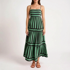 TieredMaxi - Sleeveless Striped Maxi Dress Summer Events