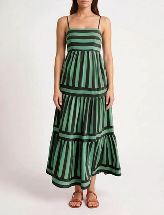TieredMaxi - Sleeveless Striped Maxi Dress Summer Events