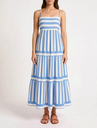 TieredMaxi - Sleeveless Striped Maxi Dress Summer Events