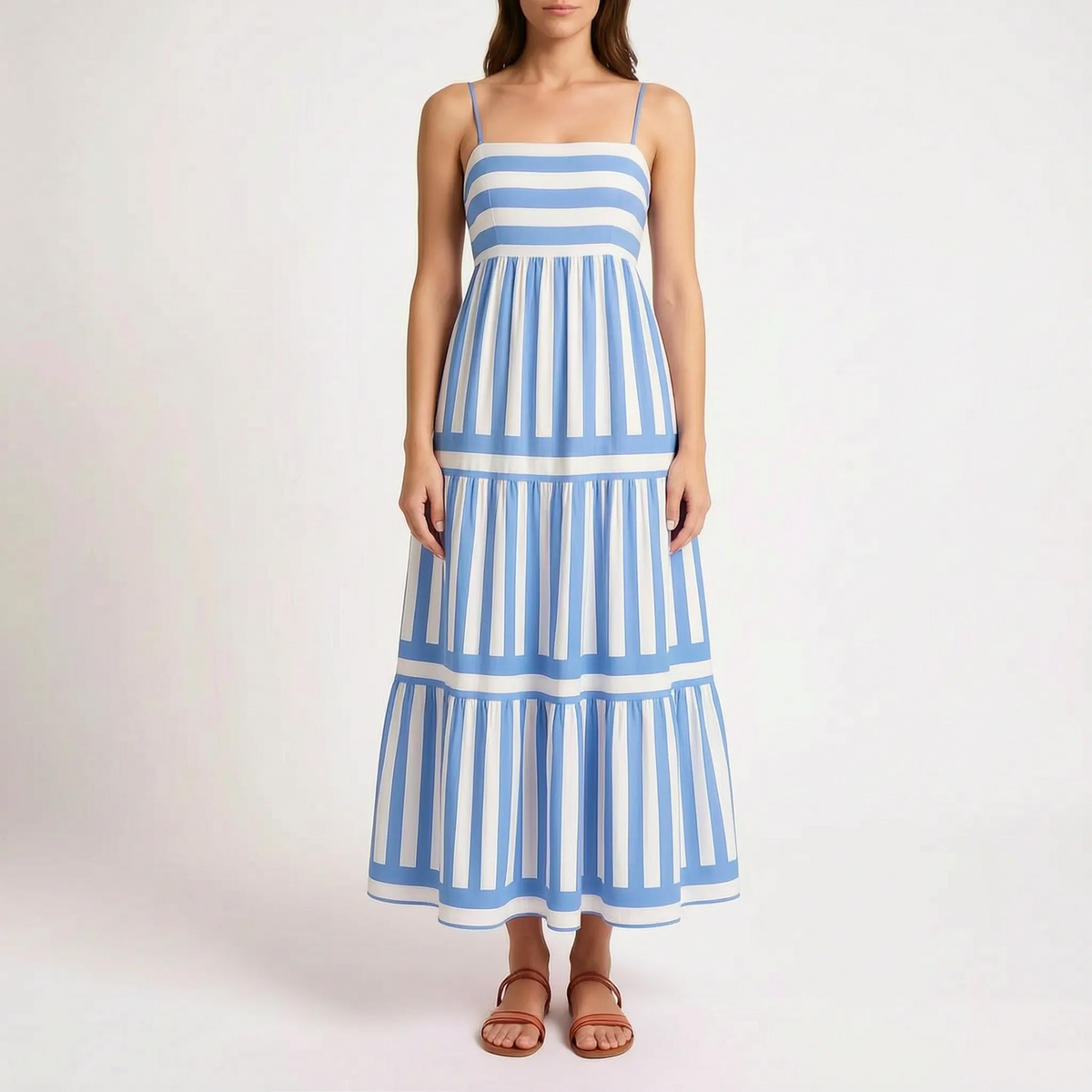 TieredMaxi - Sleeveless Striped Maxi Dress Summer Events