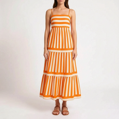 TieredMaxi - Sleeveless Striped Maxi Dress Summer Events