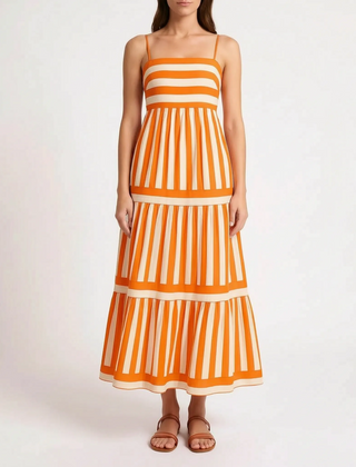 TieredMaxi - Sleeveless Striped Maxi Dress Summer Events
