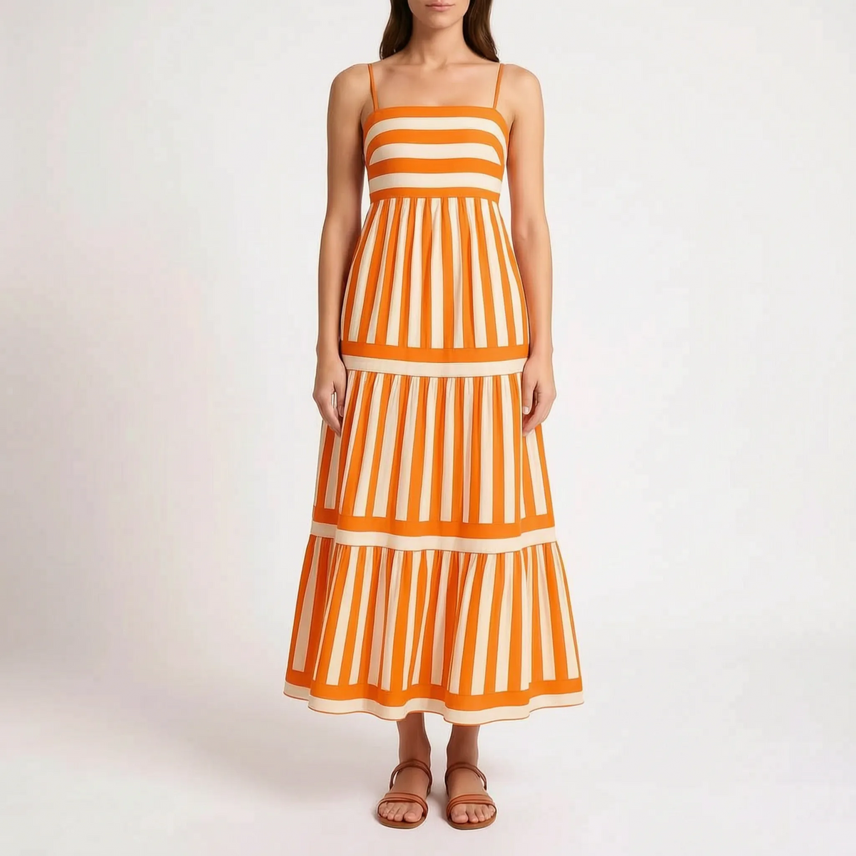 TieredMaxi - Sleeveless Striped Maxi Dress Summer Events