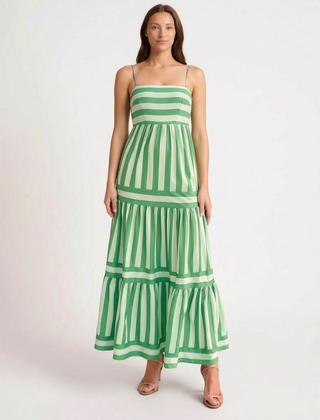 TieredMaxi - Sleeveless Striped Maxi Dress Summer Events