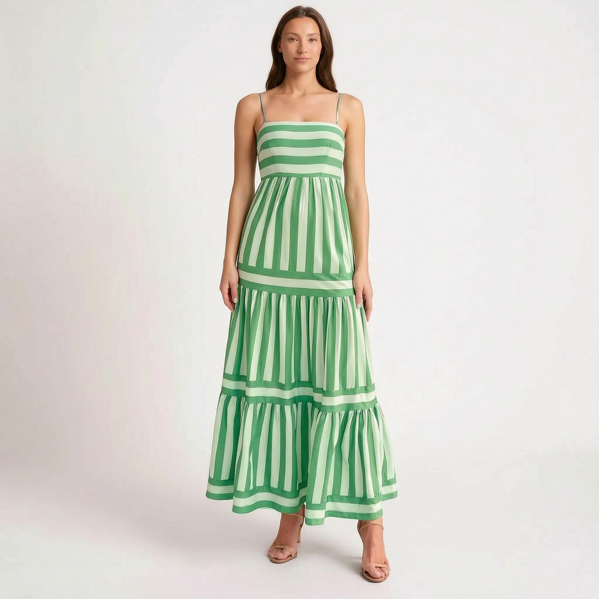 TieredMaxi - Sleeveless Striped Maxi Dress Summer Events